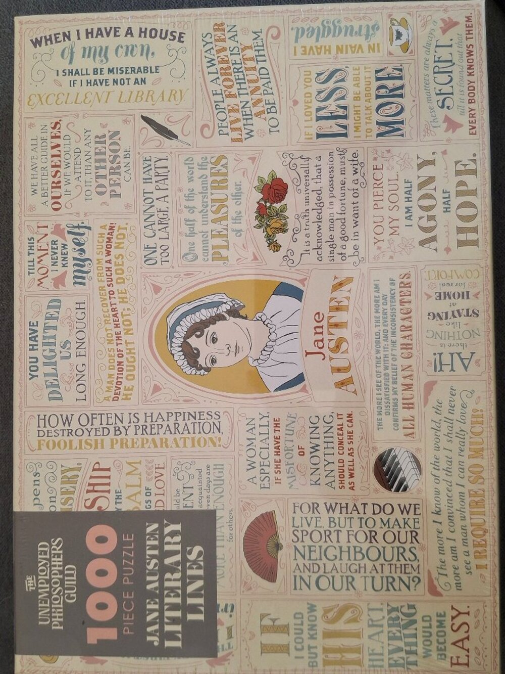 NIB Unemployed Philosopher's Guild jigsaw puzzle "Jane Austen Literary Lines"